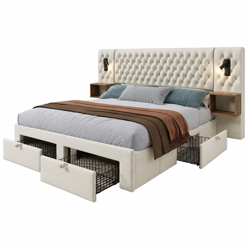 Beauniv Bett Beige 160x200 cm