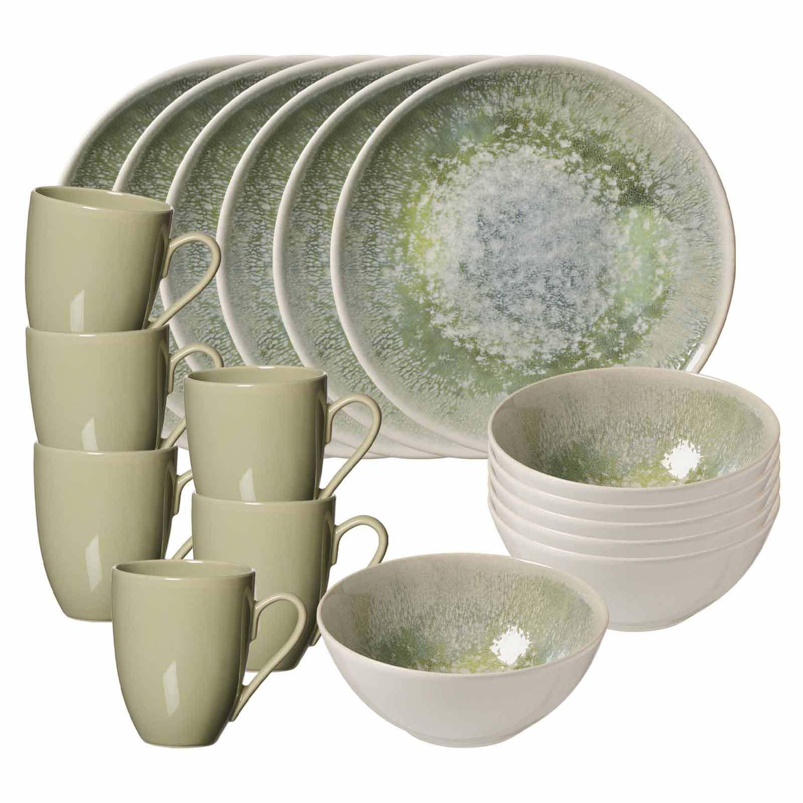 FRÜHSTÜCKS-SET Cecina Jade 18er Set - Beige/Grün, Keramik (1/1/1cm) - Ritzenhoff Breker