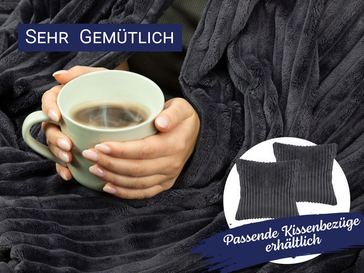 KUSCHELDECKE, 150 x 200 cm, 100% Polyester, Grau - Graphitfarben, Textil (150/200cm)