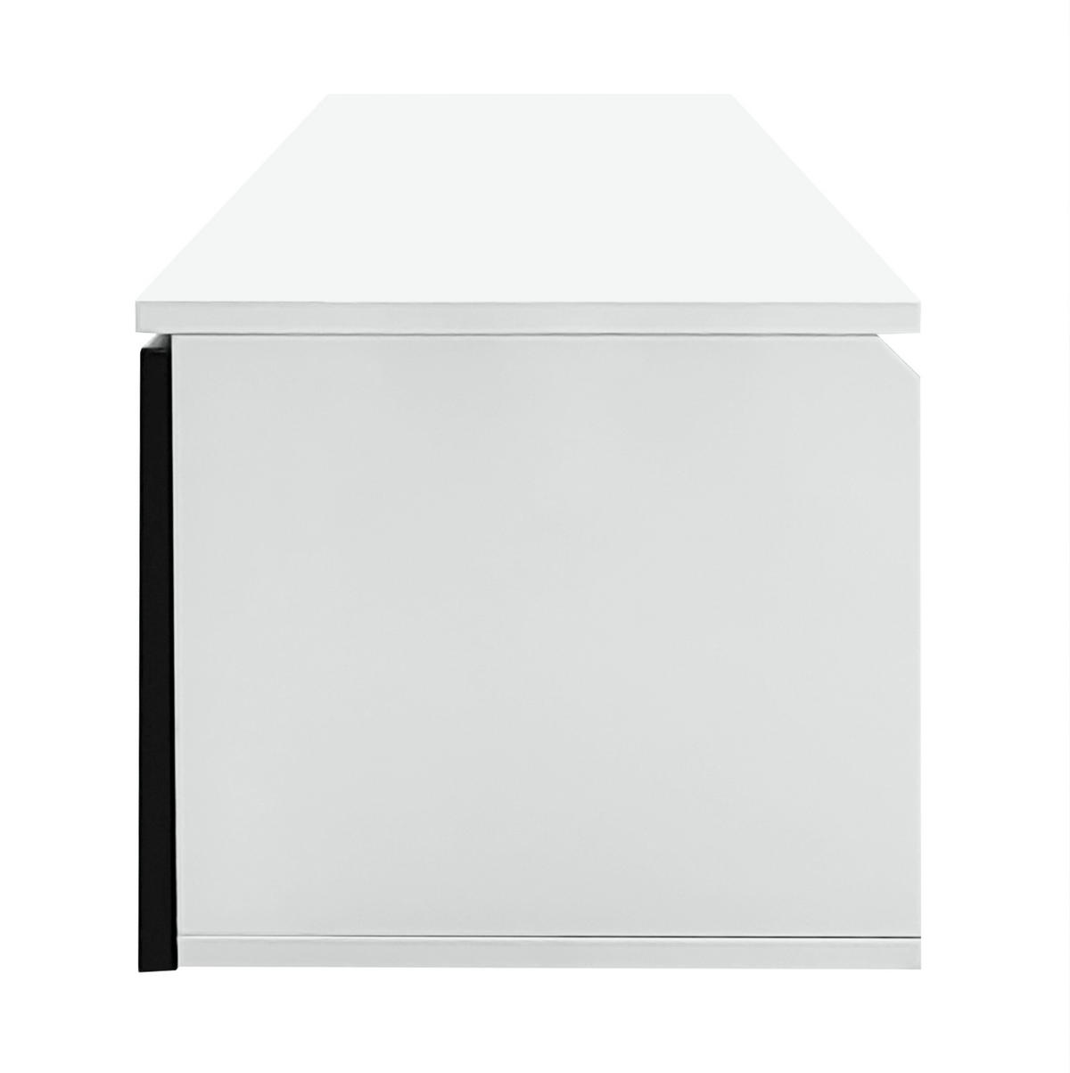 TV ormarić 180/35/30 cm crno-bijeli od MDF-a i iverice s LED rasvjetom i zidnom montažom - crna, drvni materijal (180/30/35cm) - OKWISH