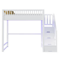 HOCHBETT 140x200 Weiß Kiefer LED Sicherheitsgitter - Weiß, Holz (140/200cm) - FLIEKS