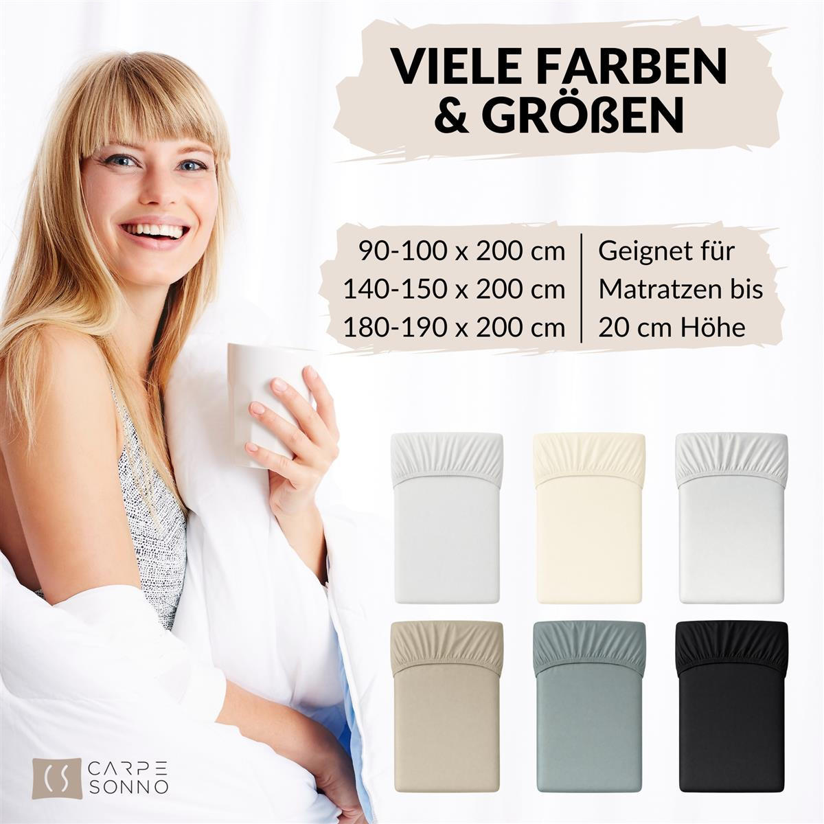 MAKO-SATIN-SPANNBETTLAKEN 140x200 - 150x200 cm, Bettlaken aus 100% Baumwolle mit Rundum-Gummizug, Spannbetttuch Schwarz - Schwarz, Textil (140/200cm) - Carpe Sonno