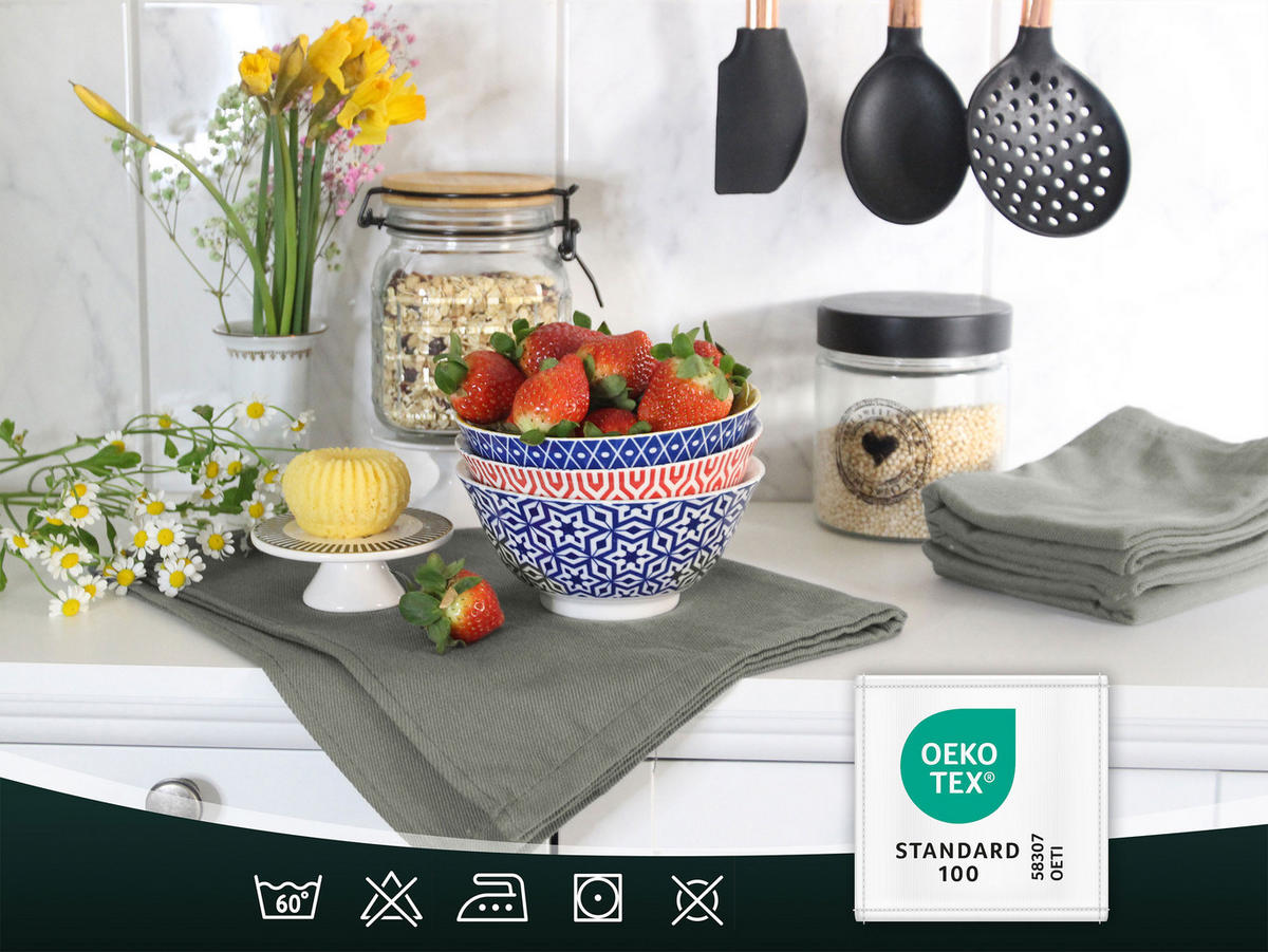 GESCHIRRTÜCHER, 5er-Set, 50x70 cm, 100% Baumwolle, Grau - Anthrazit, Textil (50/70cm) - Zollner