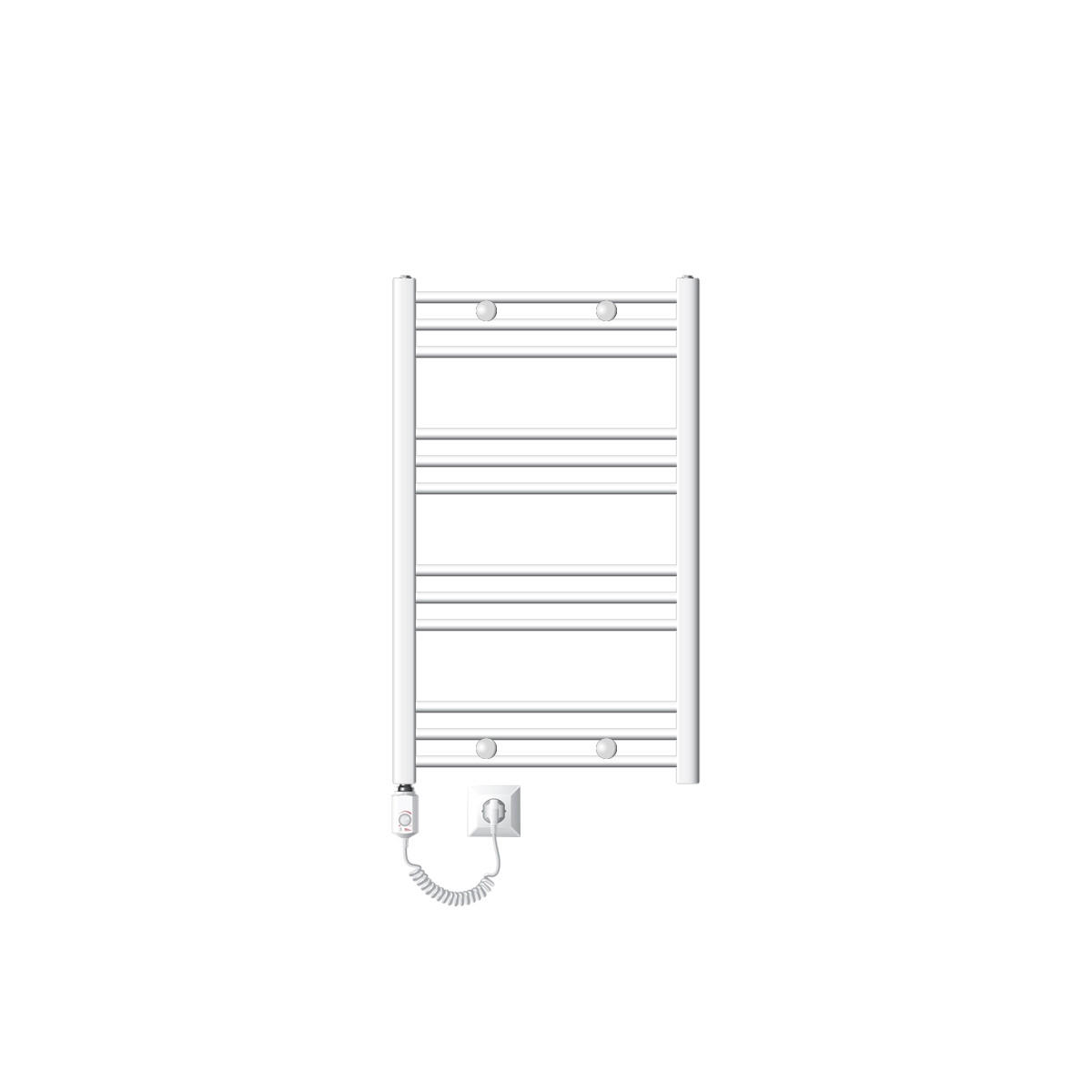 BADHEIZKÖRPER elektrisch Sahara 600x800 mm Weiß gebogen mit Heizstab 300W - Weiß, Metall (3/80/60cm) - LuxeBath