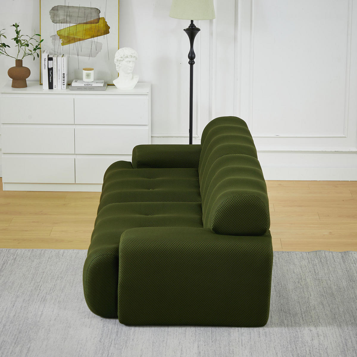 2-SITZER-SOFA 224x104x66cm Geschwungenes Design Vormontiert - Grün, Textil (104/66/224cm) - Raelunyi