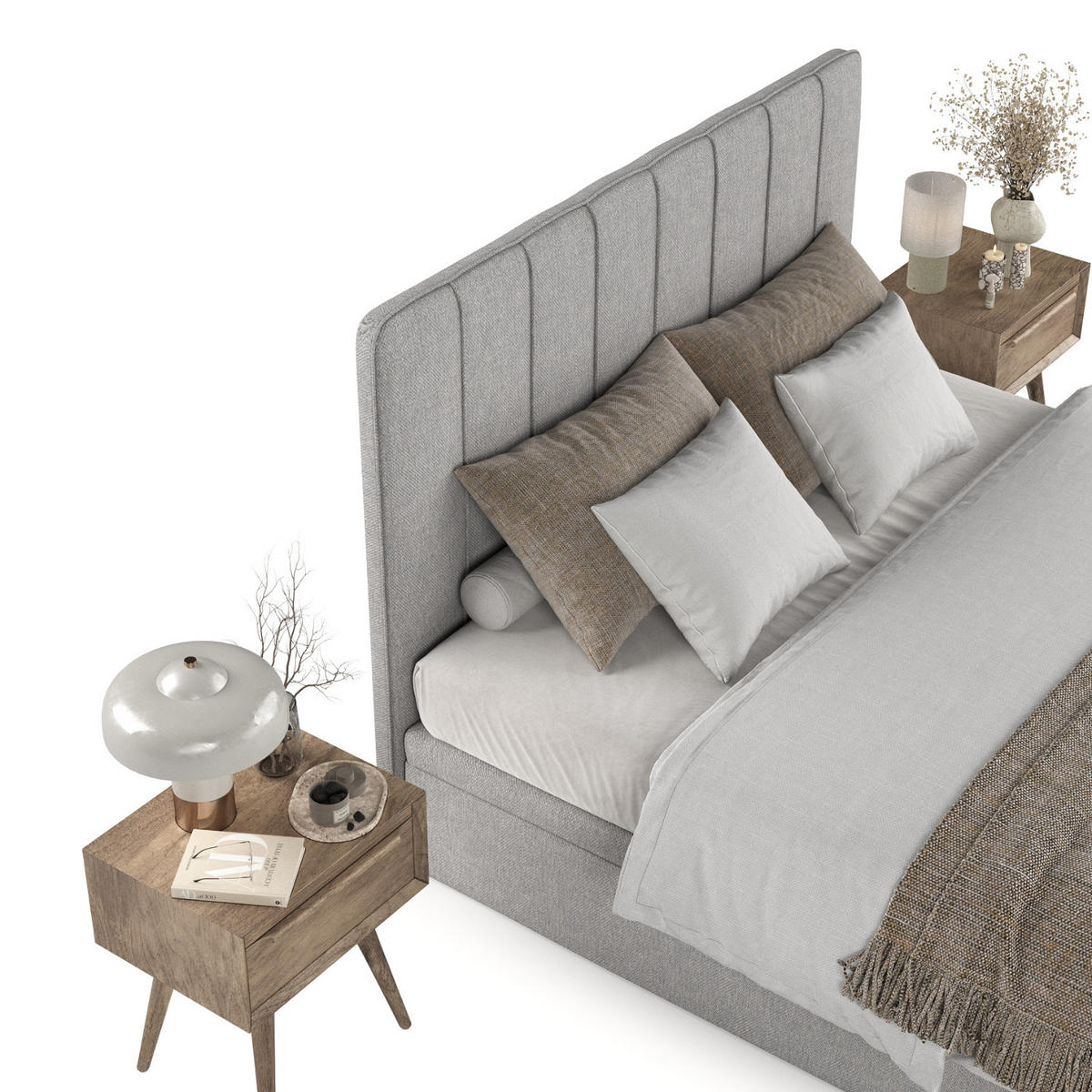 POLSTERBETT Vienna mit Stauraum 120/200 cm Grau im Megan Stoff - Schwarz/Grau, Holz/Holzwerkstoff (120/200cm) - AltaBeds