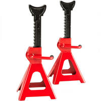 UNTERSTELLBOCK 2er Set, Ratschenmechanismus mit verriegelbarem Einhandhebel,rot - Rot, Metall (18/17/42.5cm) - tectake