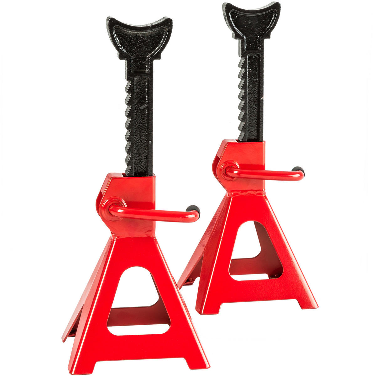 UNTERSTELLBOCK 2er Set, Ratschenmechanismus mit verriegelbarem Einhandhebel,rot - Rot, Metall (18/17/42.5cm) - tectake