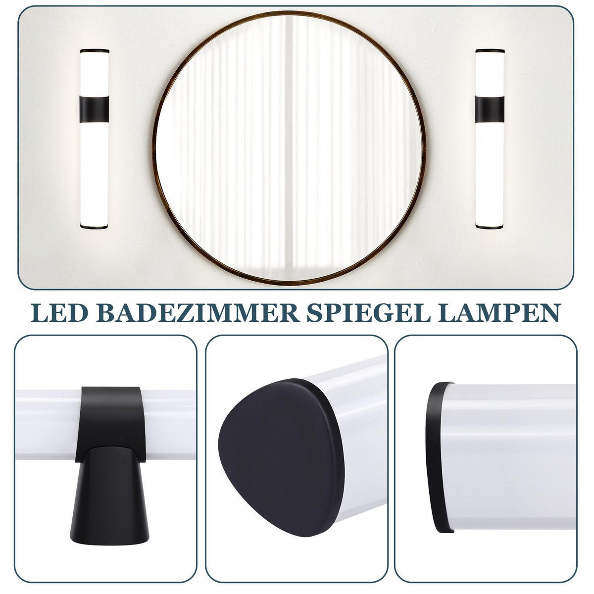 SPIEGELLEUCHTE Wiesbaden(2er-set) 30/6.8/12.8 cm - Schwarz, Kunststoff (30/6.8/12.8cm) - Nettlife