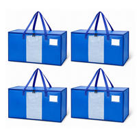 UMZUGSTASCHE Blau 4er-Set Kunststoff wasserfest 100 l - Blau, Kunststoff - Relaxdays