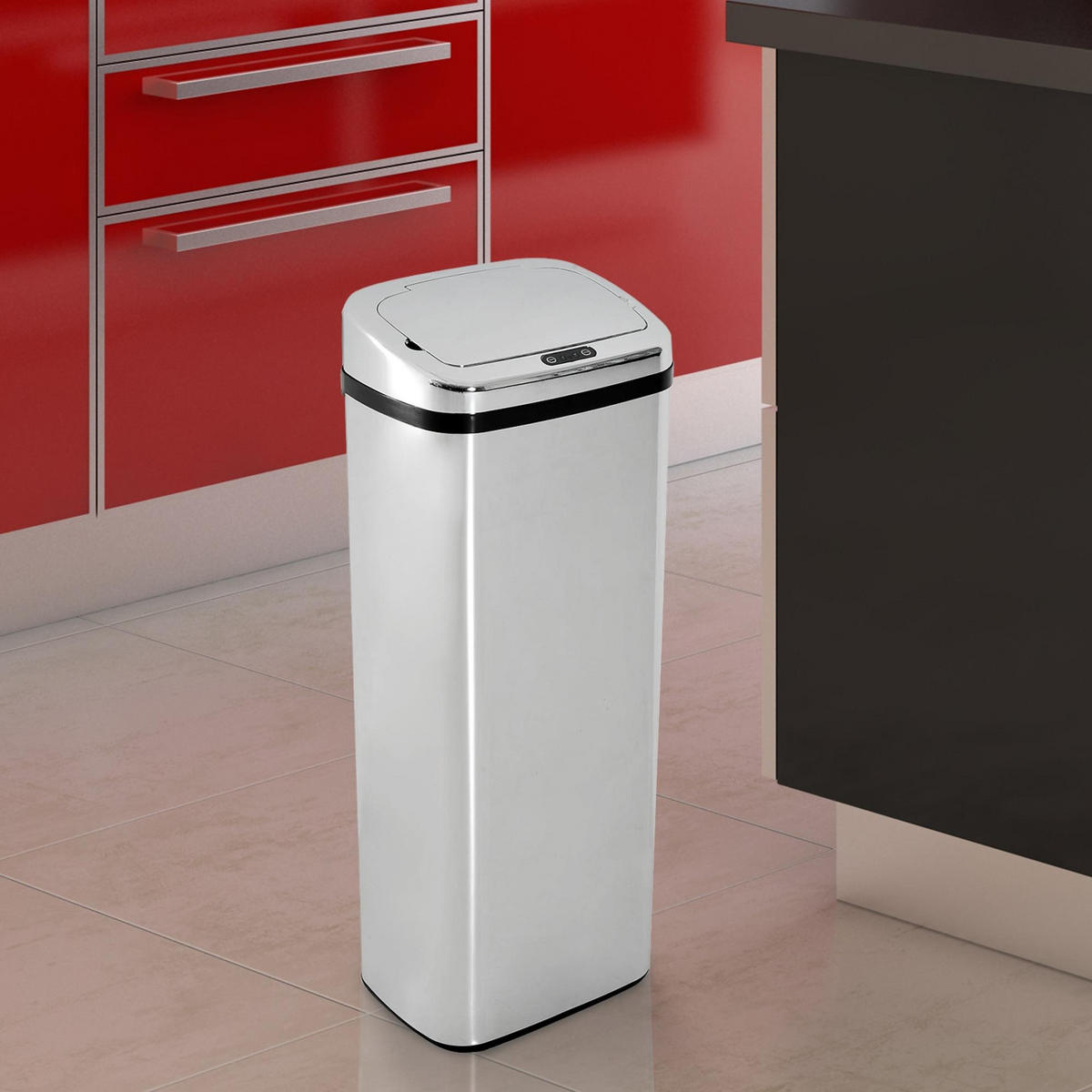 AUTOMATIK Mülleimer Abfalleimer mit Sensor Küche Edelstahl viereckig 50L - Silberfarben, Metall (25/84/33cm) - HOMCOM