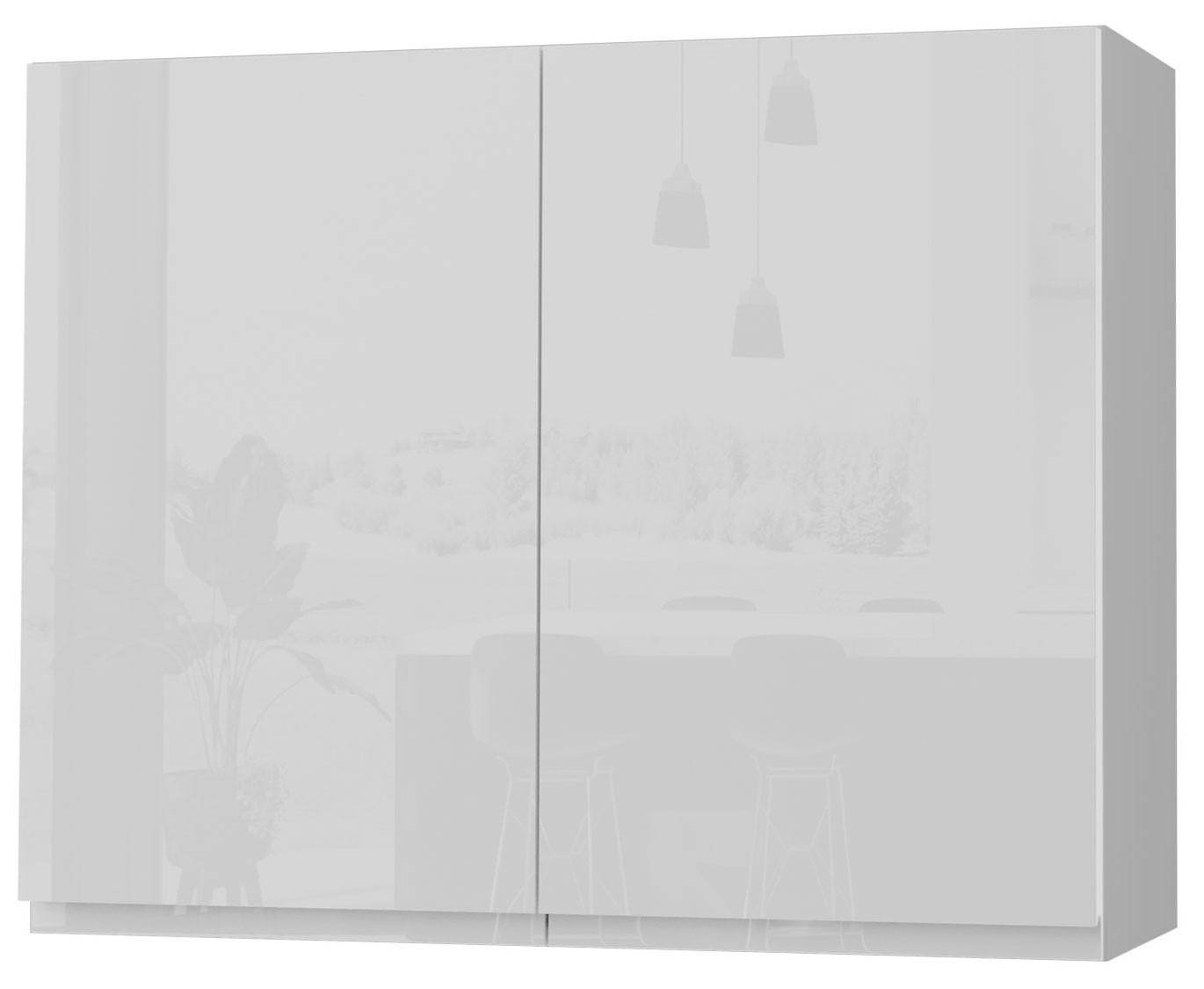 HÄNGESCHRANK Florence W3/90 Grau / RAL 9003 signalweiß HG 90 / 32,5 / 72cm - Weiß Hochglanz/Grau, Holz/Holzwerkstoff (90/72/32.5cm) - Feldmann-Wohnen