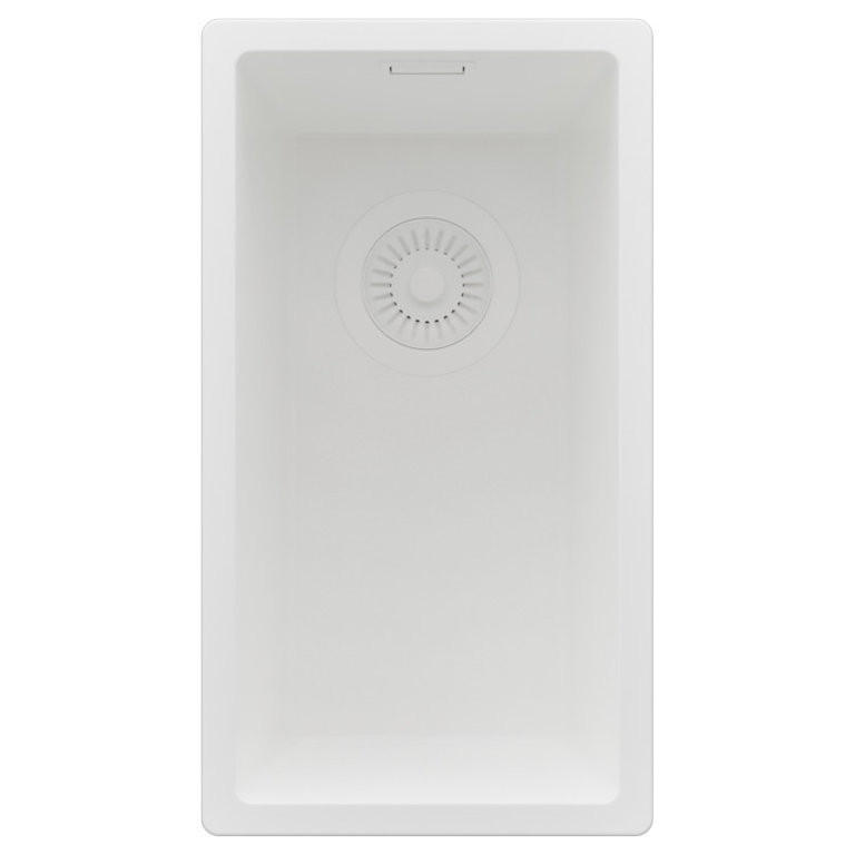 UNTERBAUSPÜLE GRANIT London, 2-er set Alles Weiß 26/47 cm 1 Becken + Ablauf-Set ab 30er Unterschrank - Weiß, Kunststoff (26/20/47cm) - Primagran