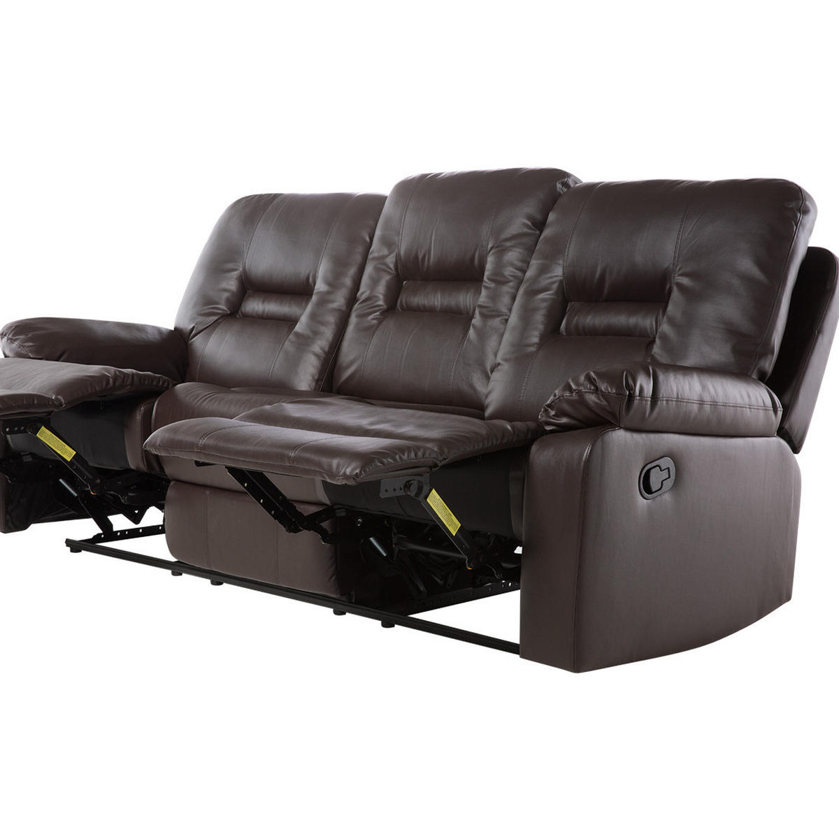 3-SITZER-SOFA Kunstleder Braun Bergen - Dunkelbraun, Kunststoff/Textil (204/101/73cm) - Beliani