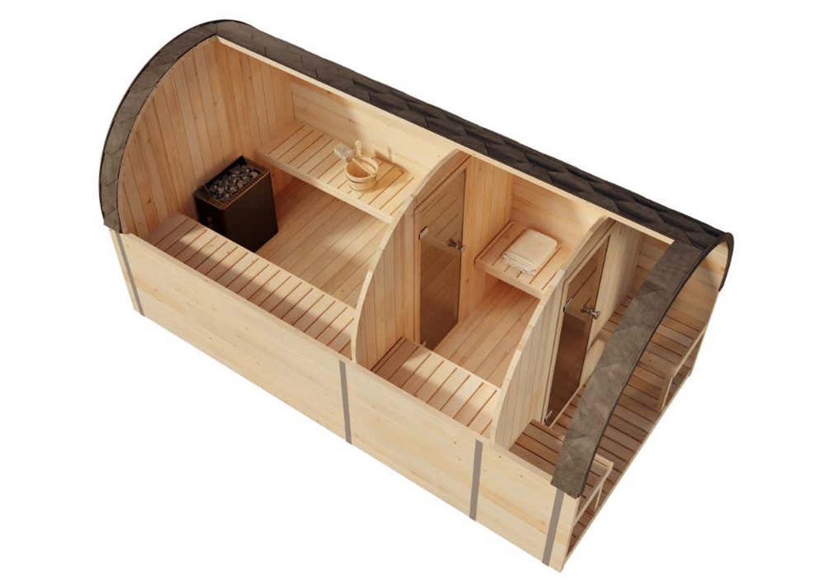FASSSAUNA Holz ScandiPod Deluxe - Naturfarben, Holz (210/210/406cm) - FinnTherm