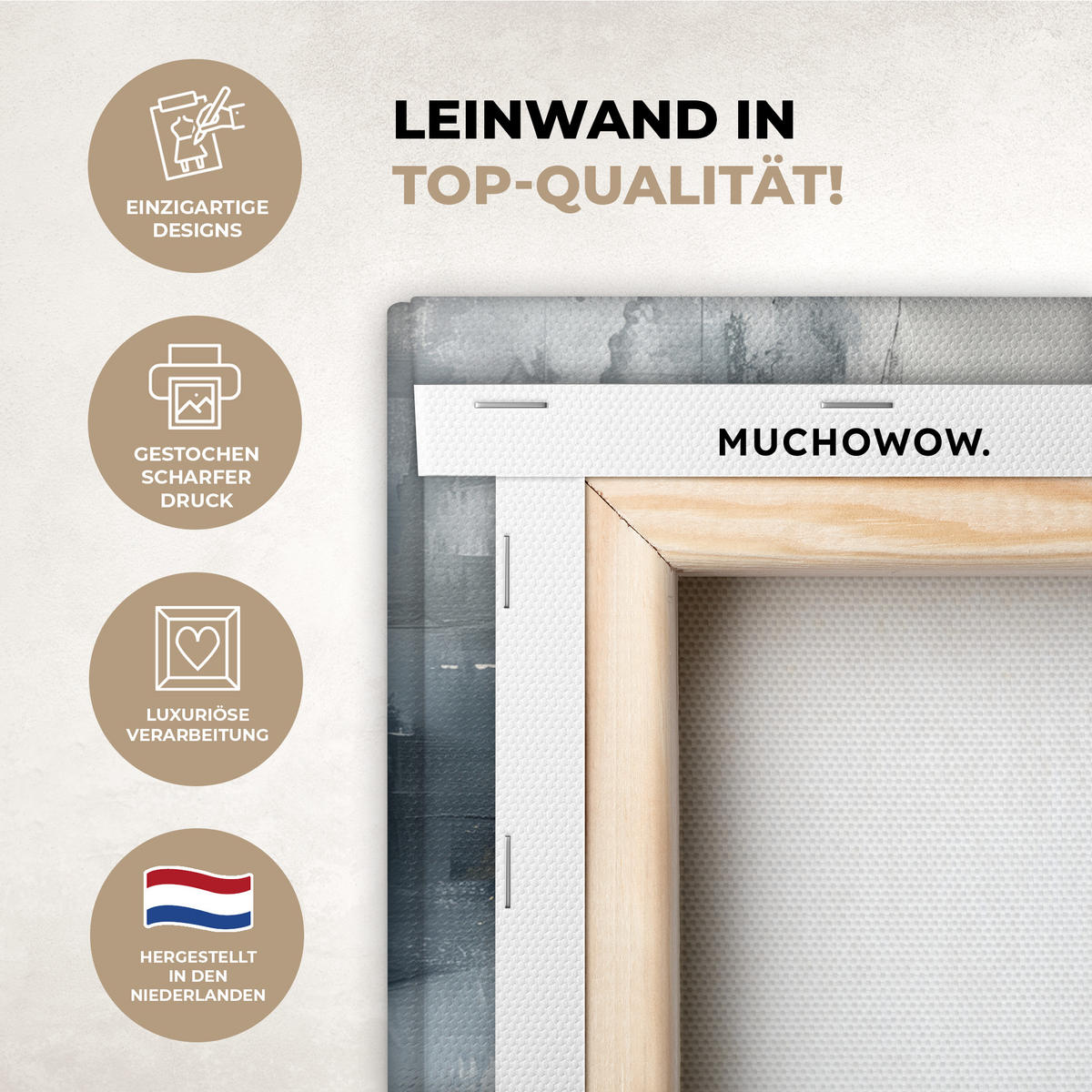 LEINWANDBILD Kunst - Grau - Gold - Abstrakt Deko Schlafzimmer 30x20 cm - Dunkelgrau, Textil (30/20cm) - MuchoWow