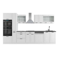 KÜCHENZEILE R-Line Weiß Landhaus/Weiß 350 cm mit Hochschrank AP Anthrazit - Weiß, Holzwerkstoff (350/81.6/60cm) - Vicco