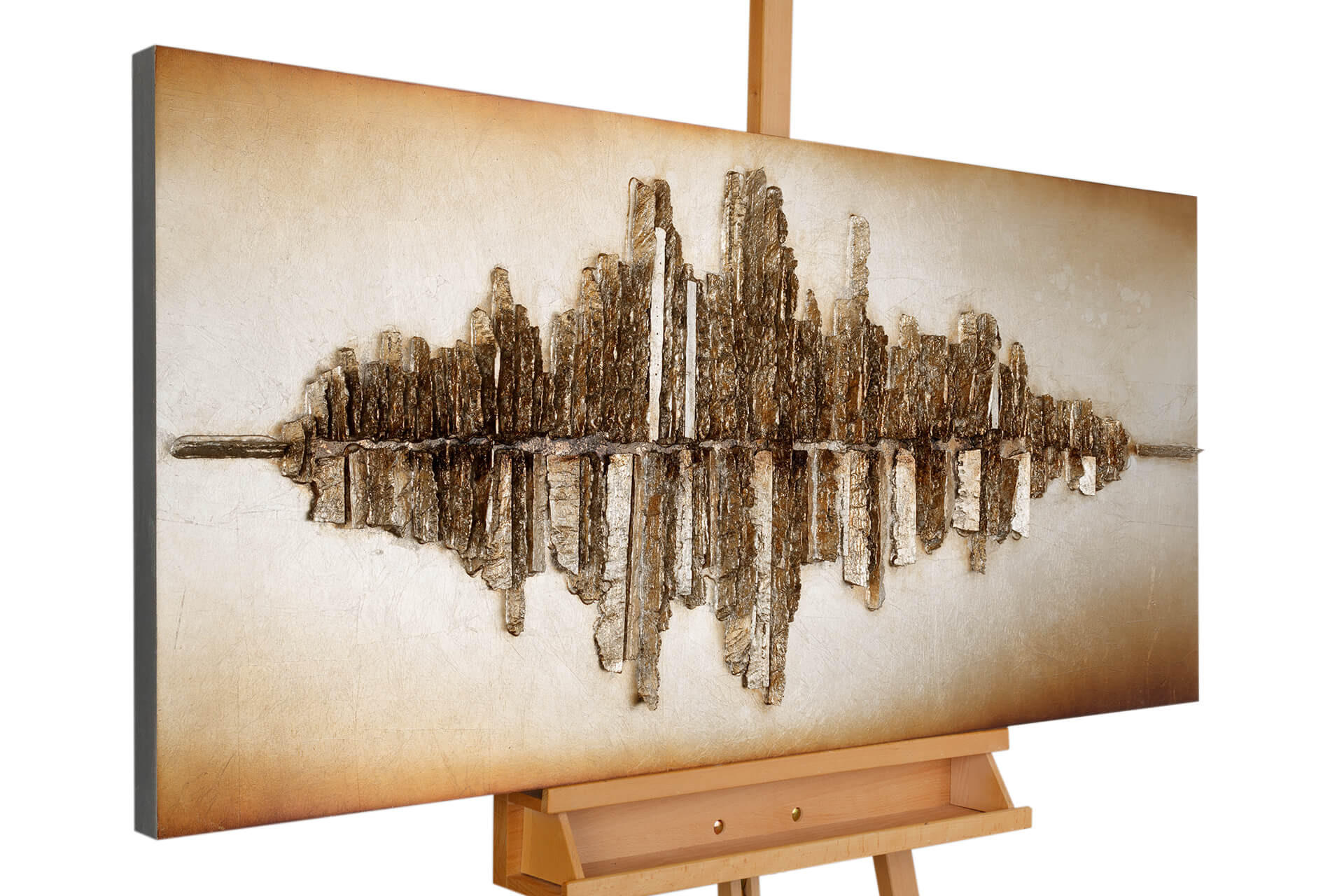 HOLZBILD Gold 120/55 cm - Goldfarben, Holz (7.6/55cm) - KUNSTLOFT