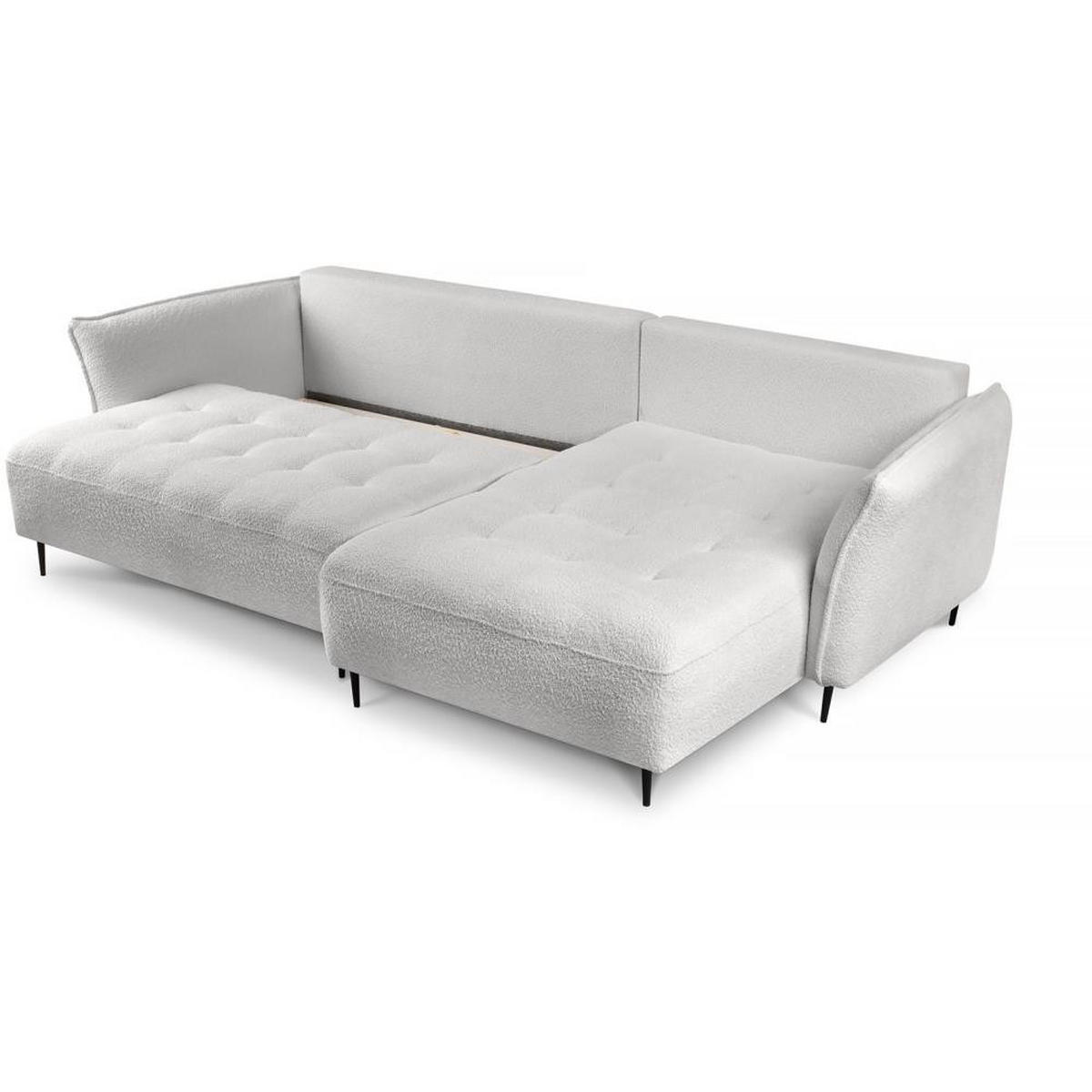 ECKSCHLAFSOFA Bari rechts hellgrau - Hellgrau/Schwarz, Textil (276/158cm) - Beautysofa