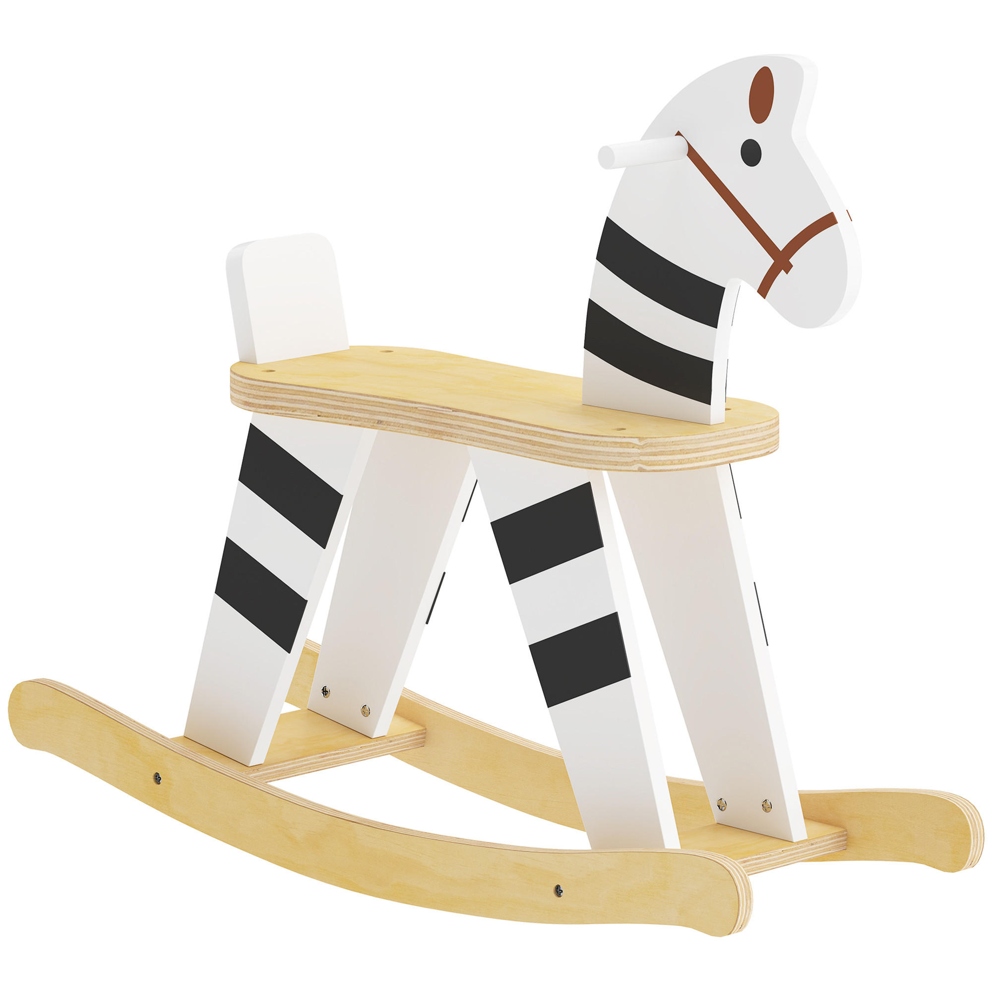 KINDERSCHAUKELPFERD MDF Mehrschichtplatte Schwarz Weiß - Schwarz, Holzwerkstoff (26/53/68cm) - AIYAPLAY