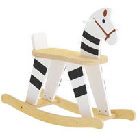 KINDERSCHAUKELPFERD MDF Mehrschichtplatte Schwarz Weiß - Schwarz, Holzwerkstoff (26/53/68cm) - AIYAPLAY