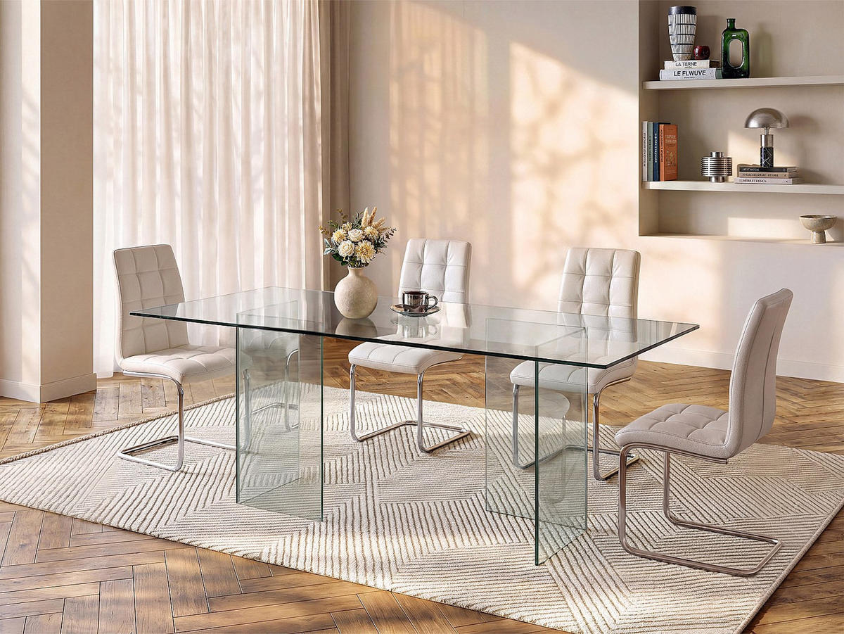 ESSTISCH - 8 Personen - glas - transparent Coledon - Transparent, Glas (90/210/75cm) - Vente-Unique