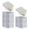 EUROBOX 5x Nextgen Economy Mit Scharnierdeckel Grau/Gelb Griffe Geschlossen 65 Liter - Gelb, Kunststoff (40/32/60cm) - PROREGAL