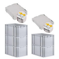 EUROBOX 5x Nextgen Economy Mit Scharnierdeckel Grau/Gelb Griffe Geschlossen 65 Liter - Gelb, Kunststoff (40/32/60cm) - PROREGAL