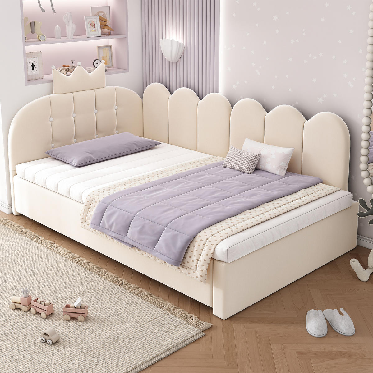 SCHLAFSOFA 90/200 cm & 90/190 cm in Beige Samt mit Ausziehbett - Beige, Holzwerkstoff/Textil (90/200cm) - WISHDOR