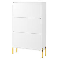 SCHUHSCHRANK aus MDF 73x24x120cm in Weiß mit goldenen Metallbeinen - Weiß, Holzwerkstoff (73/120/24cm) - Modfu
