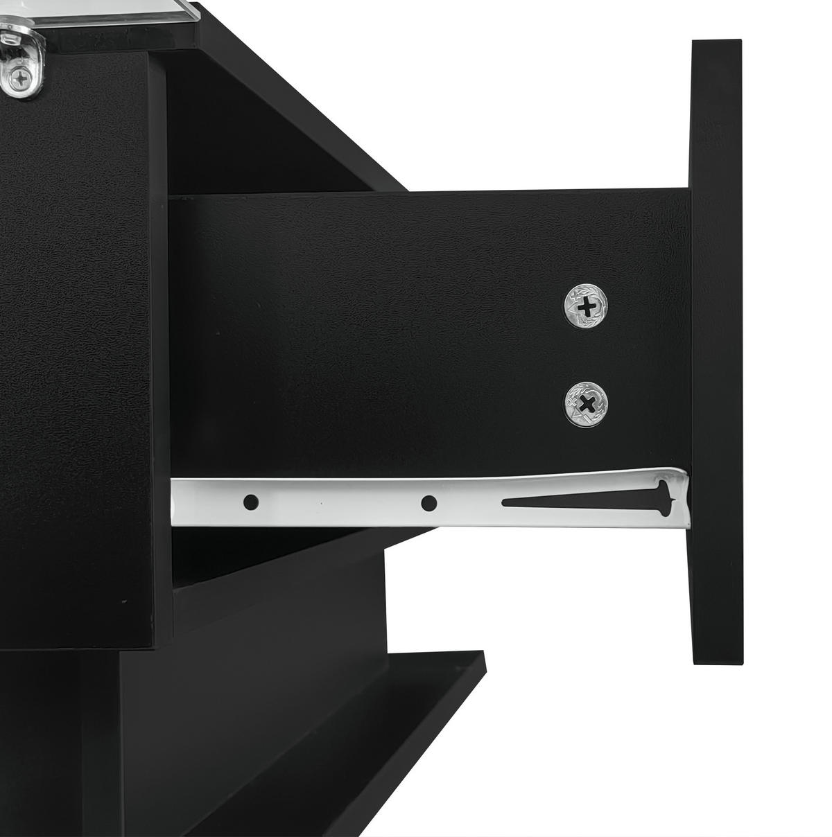 COUCHTISCH aus Spanplatte 100x50x32 cm Schwarz mit Glasplatte, Schublade und LED-Beleuchtung - Schwarz, Holzwerkstoff (100/50/32cm) - IVMEU
