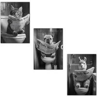 POSTER Set Mit 3 Tiere Zeitung Toilette A3 Rahmenlos - Klar, Papier (29.7/5/42cm) - Nacnic