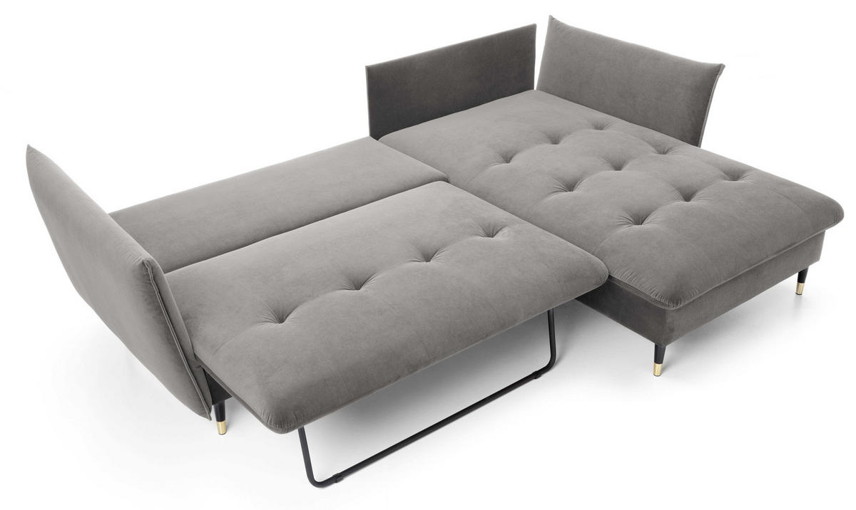 ECKSOFA 260 cm Sagir mit Schalffunktion, Bettkasten, Rechts - Grau - Schwarz/Grau, Holz (258/167cm) - Emporius