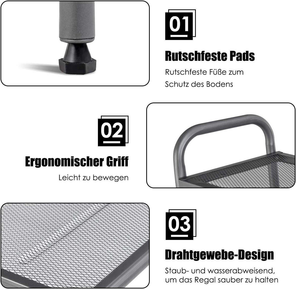 KUCHYNSKÝ regál Regál na mikrovlnnú rúru Šedý - sivá, kov (59/136/34cm) - COSTWAY