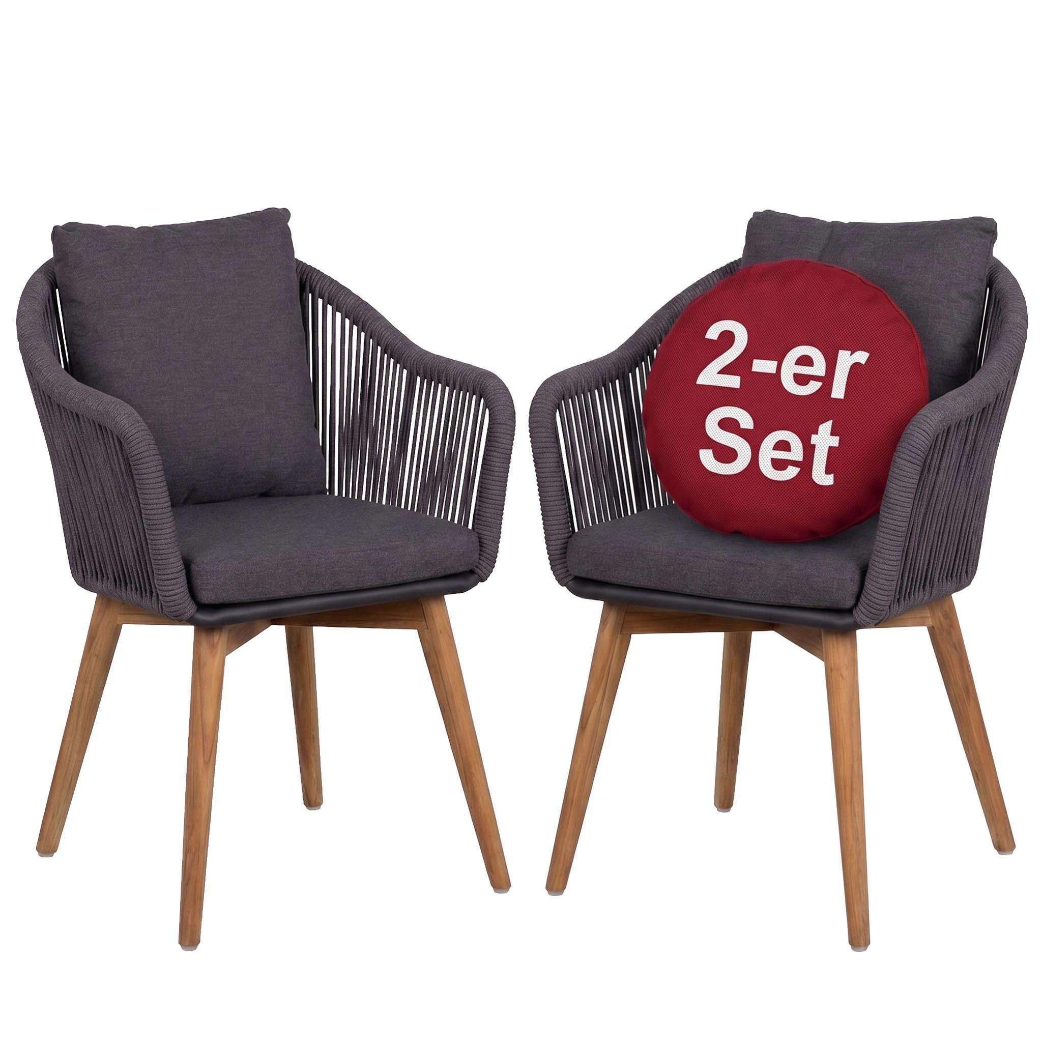GARTENSTÜHLE 2er Set Solana - Grau, Metall (63/78/59cm) - Mr. Deko