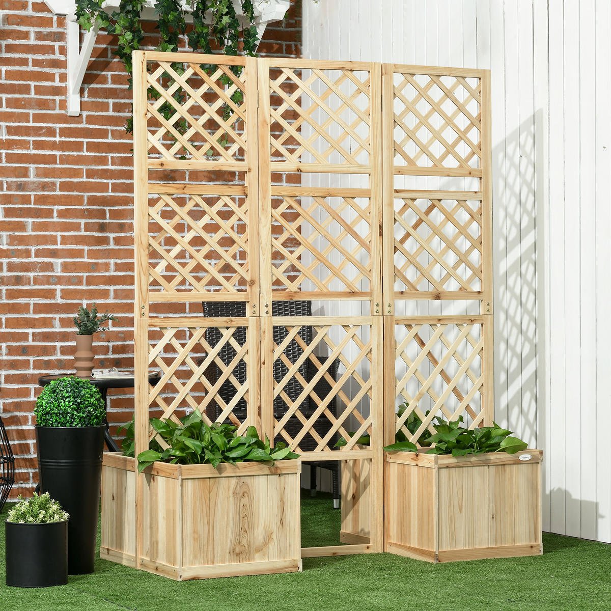 BLUMENKASTEN DE-09857 dreifach klappbar mit 4 Blumenkästen Naturfarbe - Naturfarben, Holz - ComfortXL