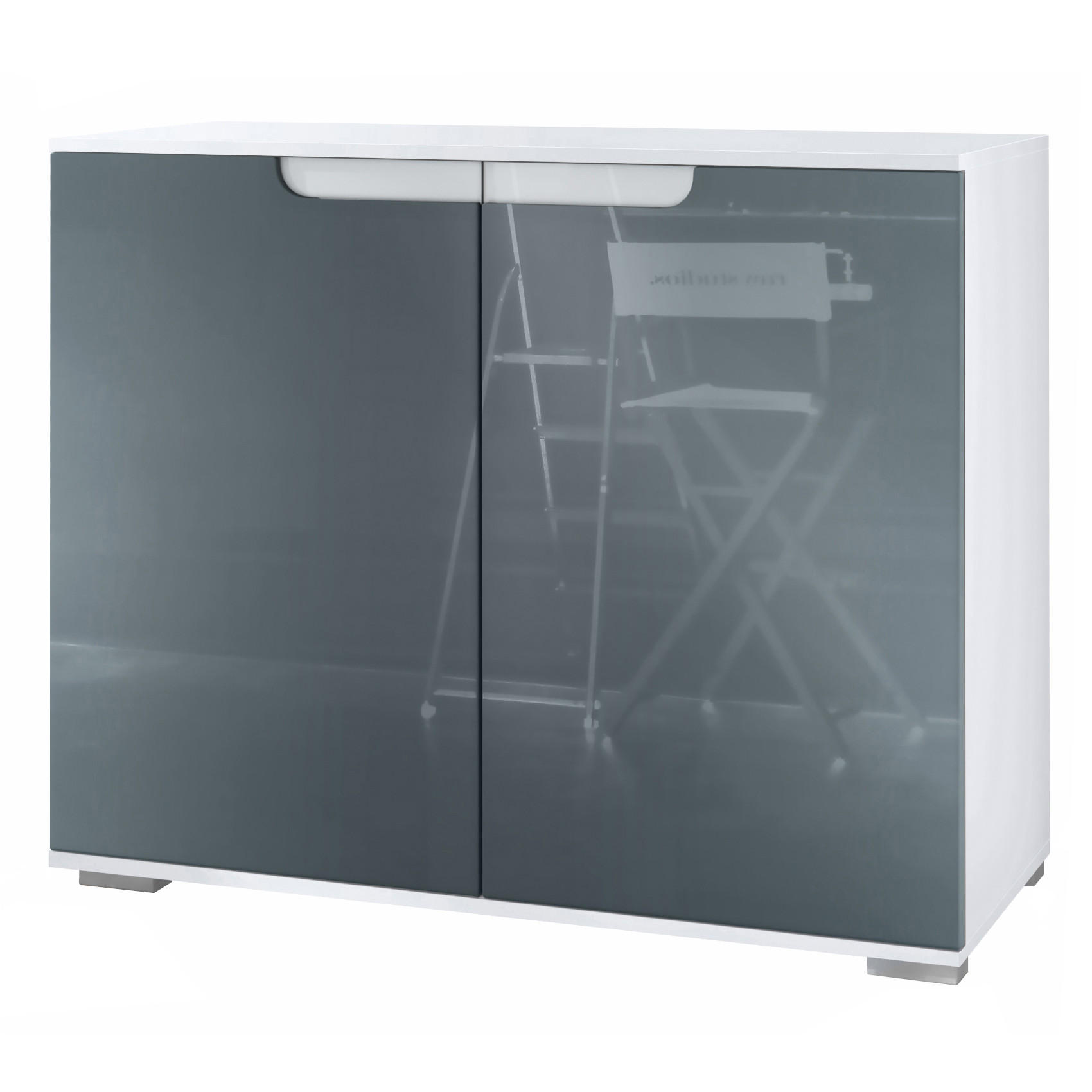 KOMMODE Sylt Grau Hochglanz - Grau, Holzwerkstoff (92.5/75.5/35cm) - Vladon