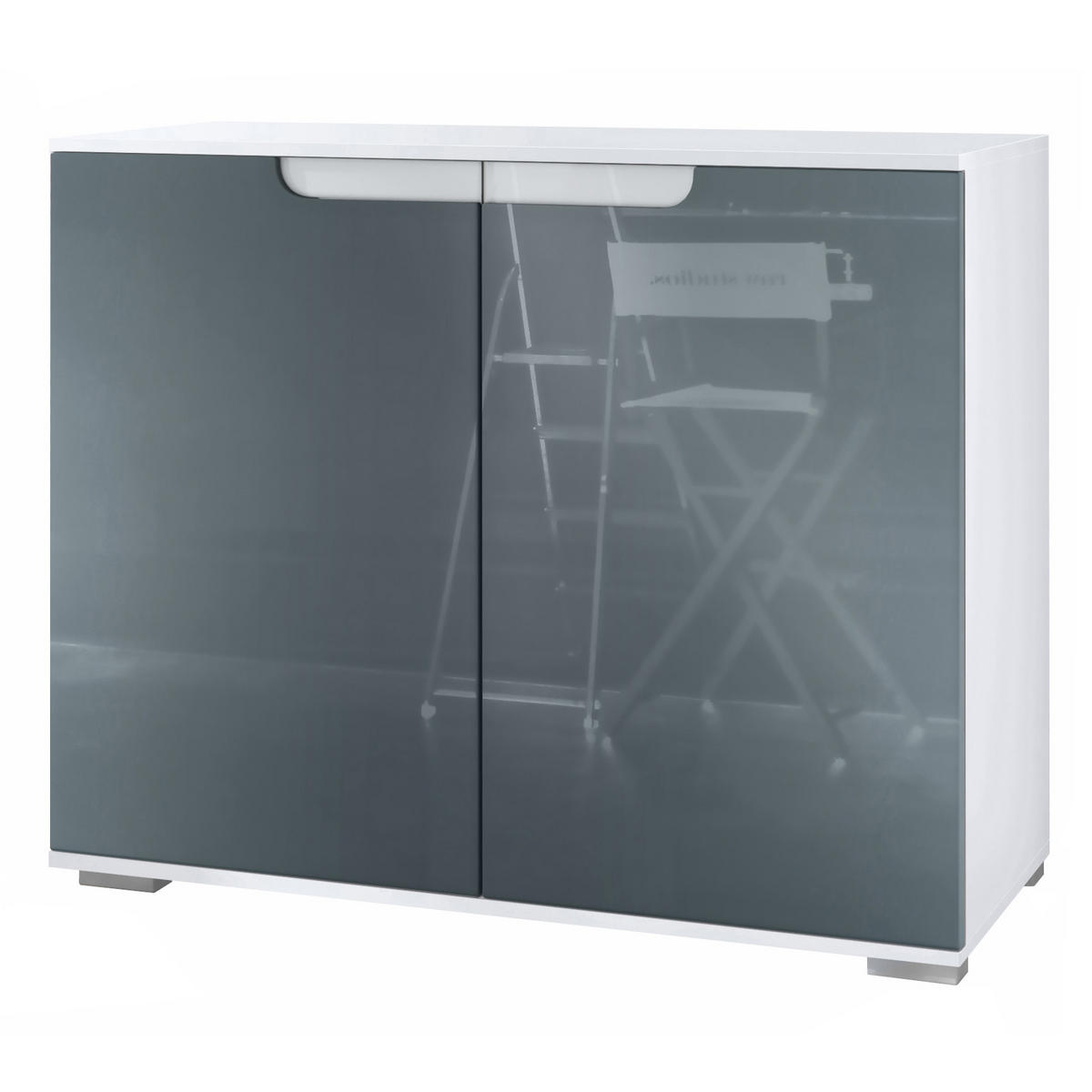 KOMMODE Sylt Grau Hochglanz - Grau, Holzwerkstoff (92.5/75.5/35cm) - Vladon