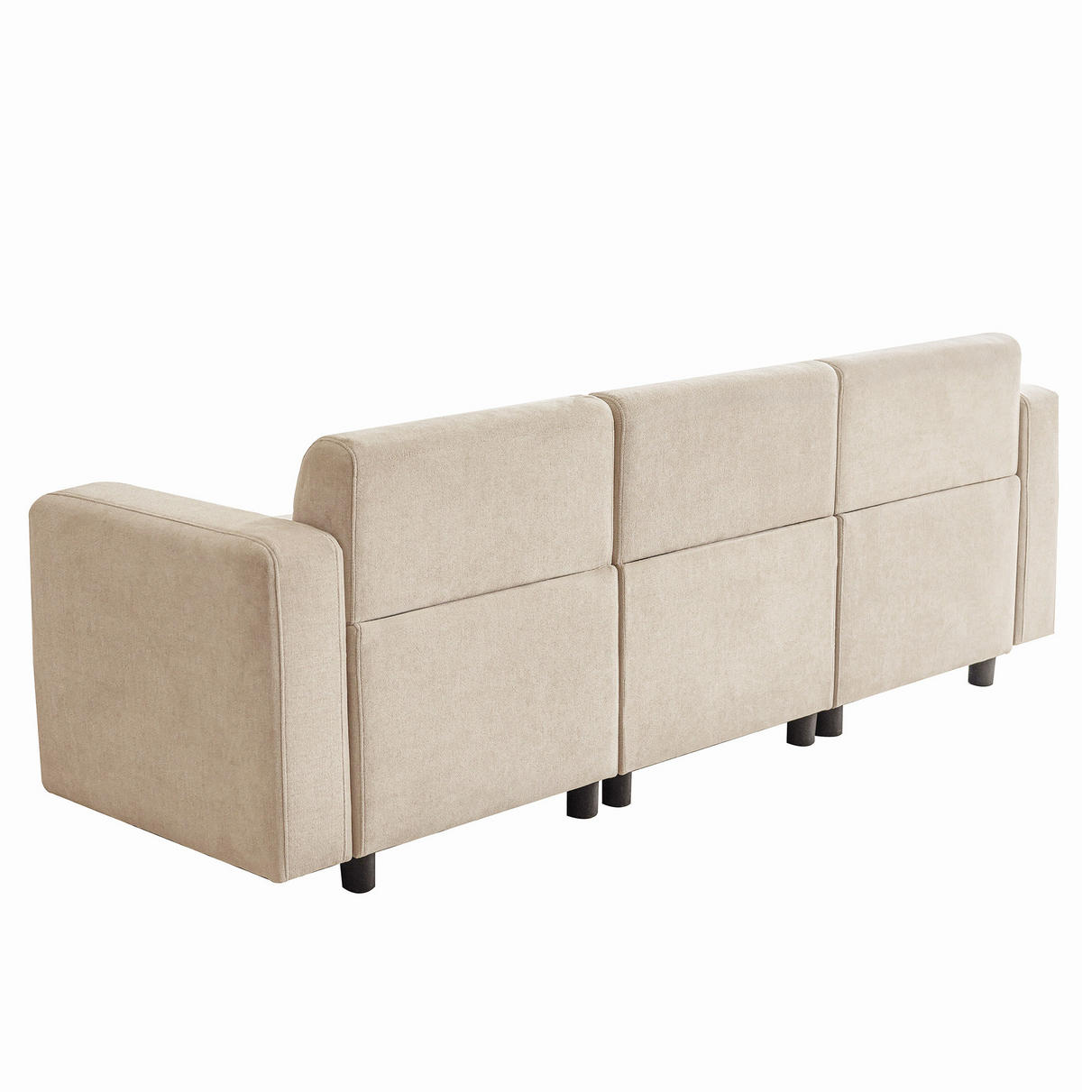 3-SITZER-SOFA aus Chenille 211x67x71 cm Beige mit 2 Kissen, extra breiter Sitzfläche und erhöhter Rückenlehne - Beige, Textil (211/71/67cm) - Modfu