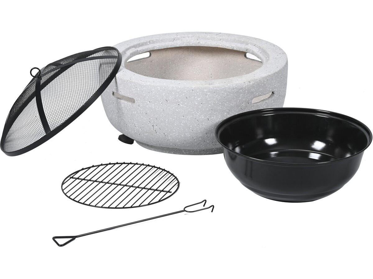 HOLZKOHLENGRILL volkan weiss - Schwarz, Metall (60/40/60cm) - Habitat Garten