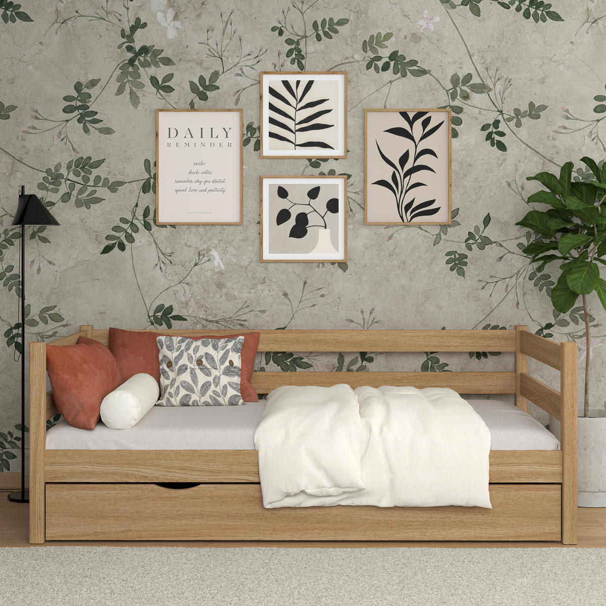 TAGESBETT mit Schublade N01 Eiche Natur 120/190 - Eiche Artisan, Naturmaterialien/Holz (120/190cm) - N-Wood