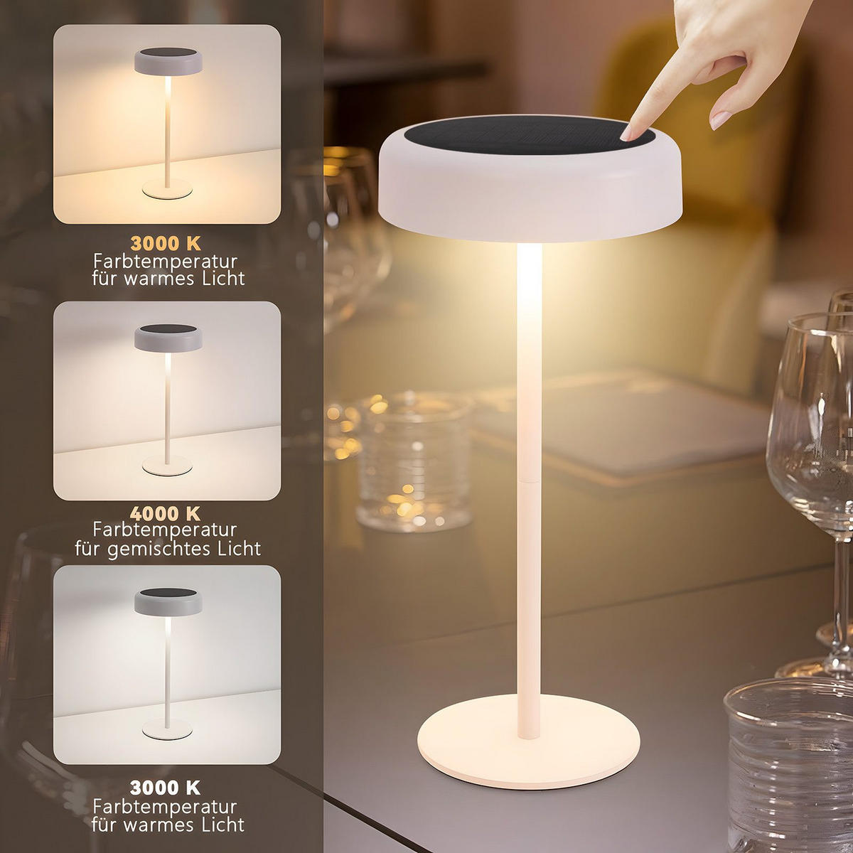 STOLNÍ lampa Abegg LED 14/14/30 cm - bílá, plast (14/14/30cm) - Nettlife