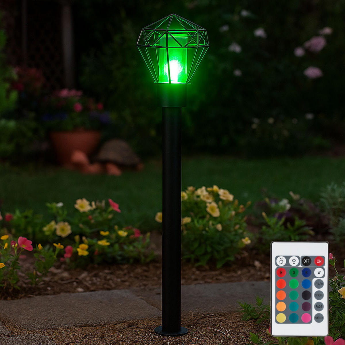 RGB LED STEHLEUCHTE Edelstahl Schwarz - Schwarz, Metall (22.5/25.5/100cm) - Globo Lighting