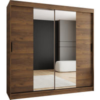 ŠATNÍ skříň s posuvnými dveřmi 200/200/62 2dveřová - černá/hnědá, dřevo/plast (200/200/62cm)
