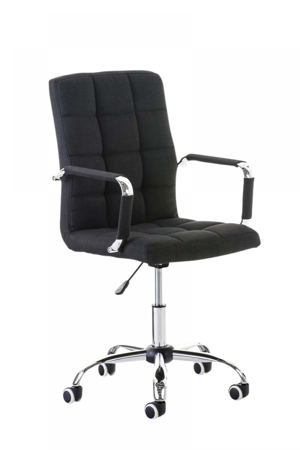 DREHSTUHL Stoff schwarz - Chromfarben/Schwarz, Textil/Metall (54/92/59cm) - CLP