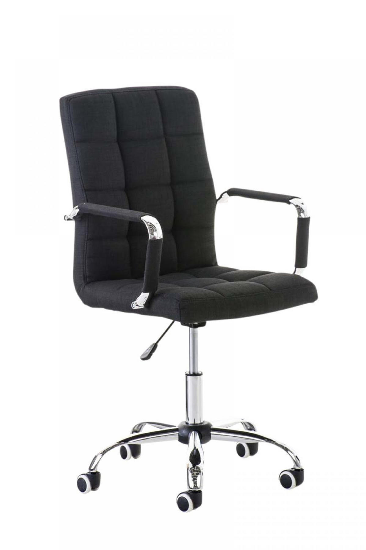DREHSTUHL Stoff schwarz - Chromfarben/Schwarz, Textil/Metall (54/92/59cm) - CLP