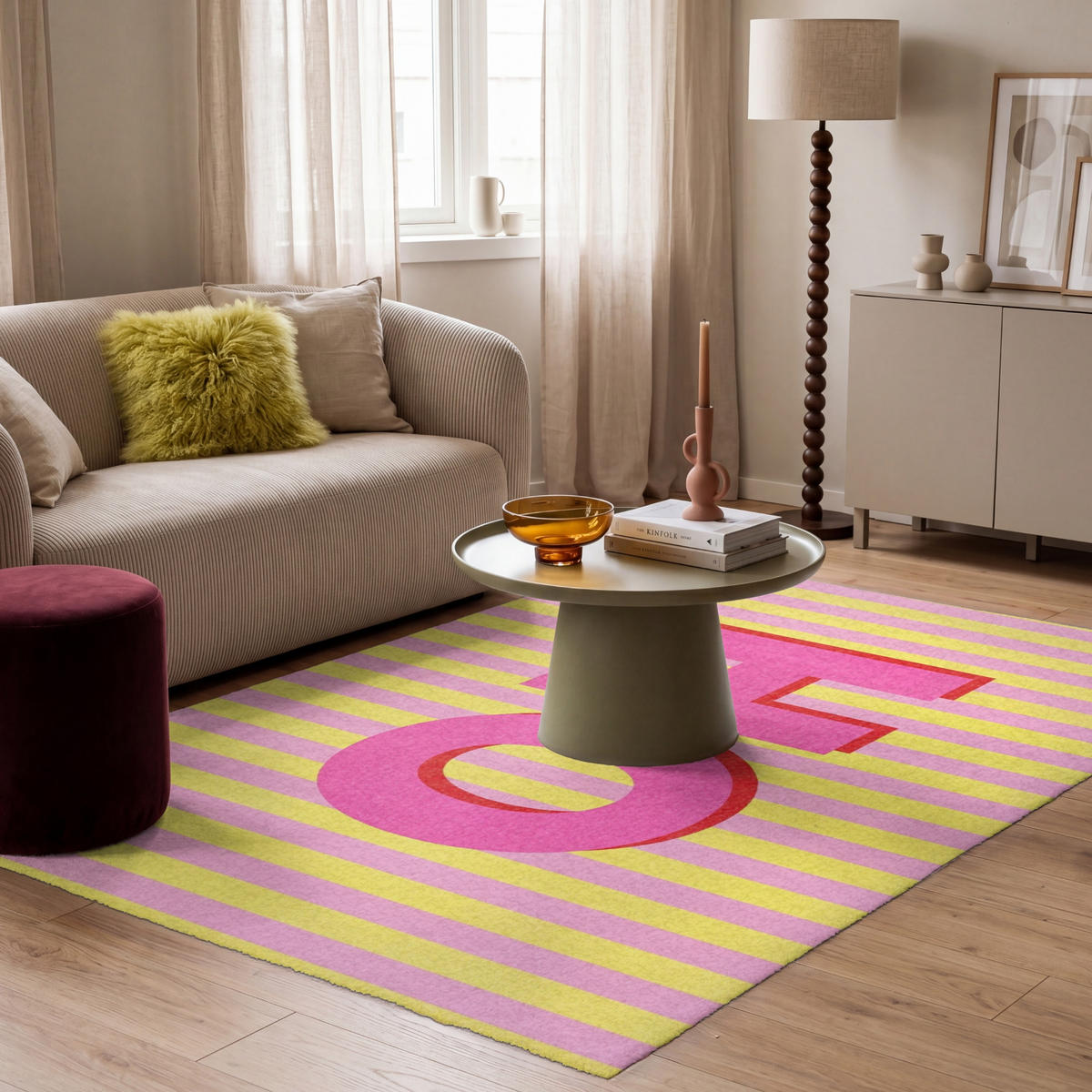 TEPPICH - Text - Streifen - Rosa - 180x120 cm - Pink, Kunststoff/Textil (180/0.4cm) - OnlyWow