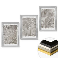 WANDBILDER 3er Set - 20x30 cm Silberner Rahmen - Moderne Formen Malerei - Silberfarben, Kunststoff (20/30cm) - ArtPrintCave