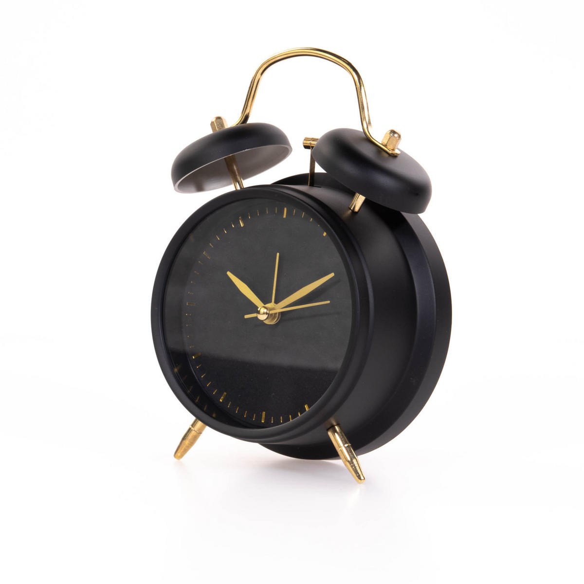 WECKER mit goldenen Uhrzeigern 12/6/18 cm - Schwarz, Kunststoff (6/18/12cm) - Home Styling Collection