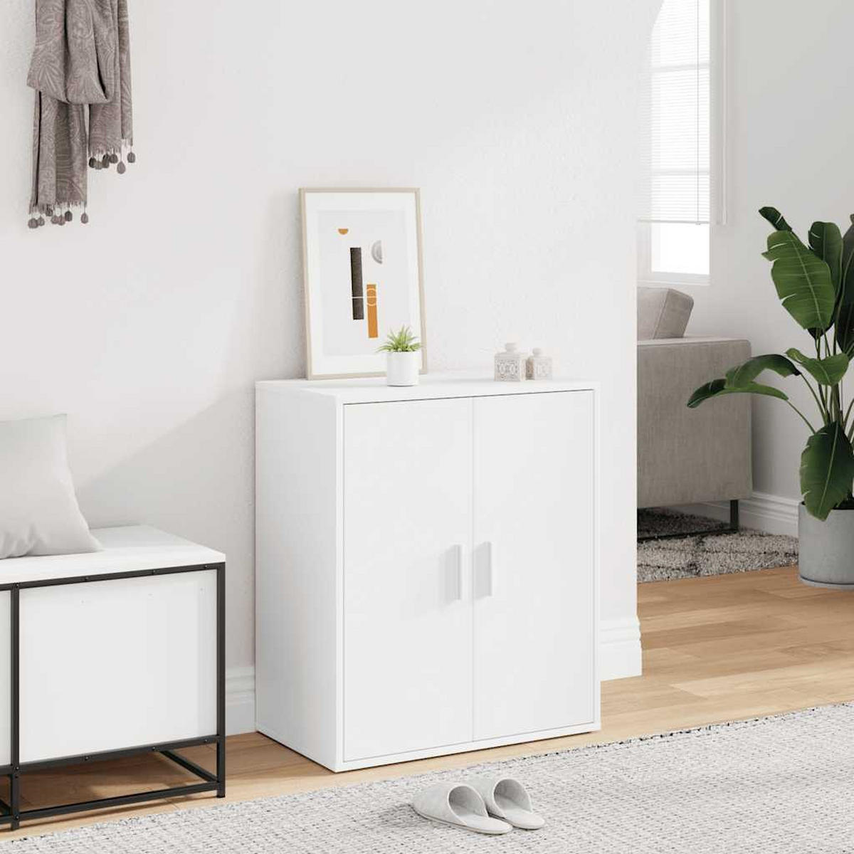 SCHUHSCHRANK Weiß 60x35x70 cm Holzwerkstoff - Weiß, Holzwerkstoff (35/70/60cm) - furnicato
